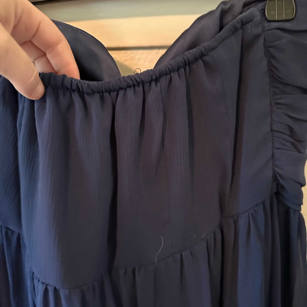 Navy sleeveless formal dress